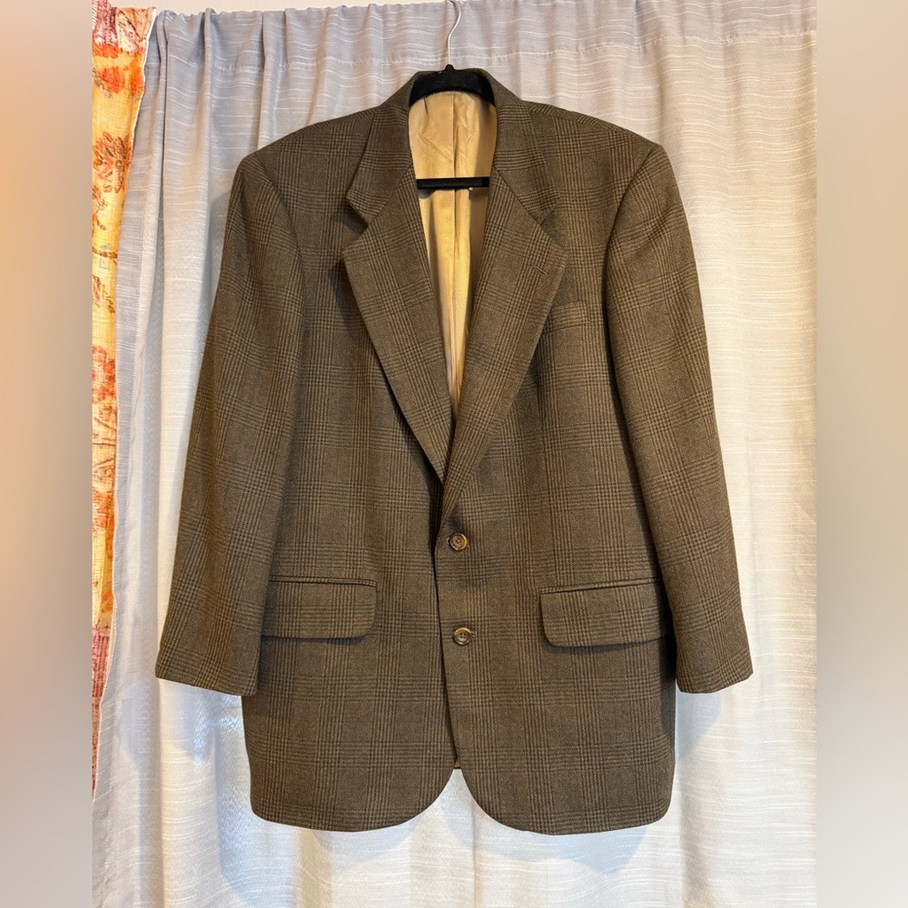 Oscar De La Renta Brown Checkered Blazer